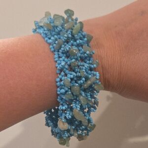 Aquamarine And Blue Beaded Bracelet